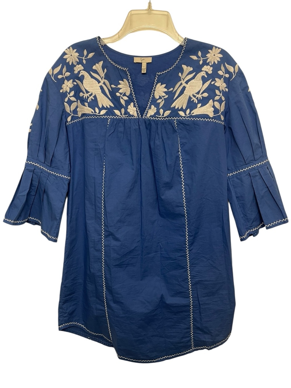 JOIE Clodagh Shift Dress Blue Embroidered Peasant Style Preppy Classic Sz Small